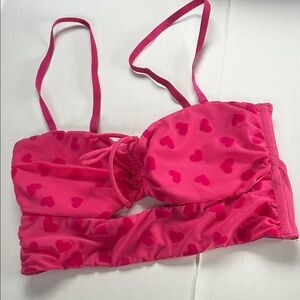 Valentines Pink Heart Patterned Bra sz XS romantic